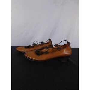 Pikolinos Brown Leather Mary Janes 7.5 - Low Heel Strappy - Excellent